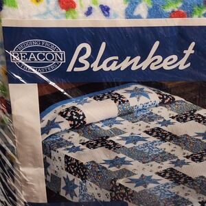 Vintage Beacon Blanket 102x90 Queen King Quilt Star Patchwork Made in USA